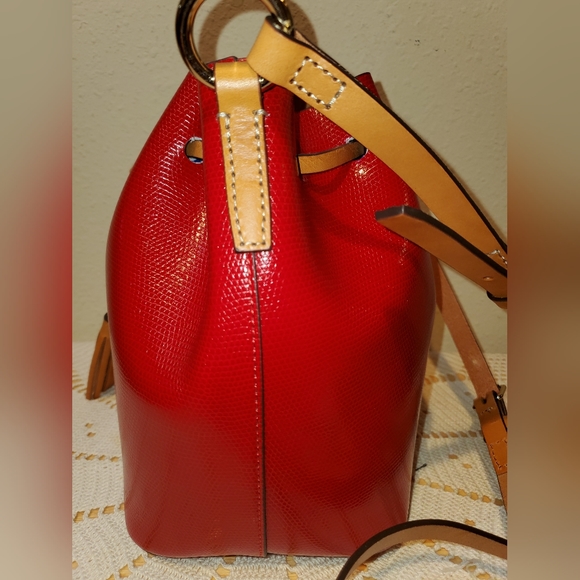 Dooney & Bourke Red Leather Drawstring Crossbody Bag - Picture 4 of 12